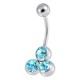 Turquoise Three Strass Triangle Belly Button Ring
