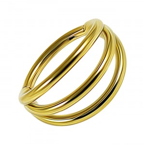 Clicker-Ring- / Conch-Piercing Drei St&auml;be Eloxiert Golden