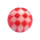 Boule Piercing Acrylique Transparente Damier Rouge