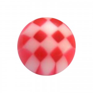 Boule Piercing Acrylique Transparente Damier Rouge
