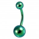 Green Anodized Grade 23 Titanium Belly Button Ring w/ Balls