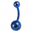 Blue Anodized Grade 23 Titanium Belly Button Ring w/ Balls