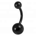 Black Anodized Grade 23 Titanium Belly Button Ring w/ Balls