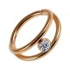 White Strass Rose Gold Anodized Two Bars Clicker Hinged Ring