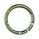 Daith-Piercing Clicker-Ring Eloxiert Grün 5 Weiße Verkrustete Strass