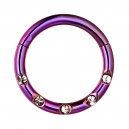 Daith-Piercing Clicker-Ring Eloxiert Rosa 5 Weiße Verkrustete Strass