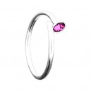 Purple Strass 925 Sterling Silver Thin Nose Ring Piercing