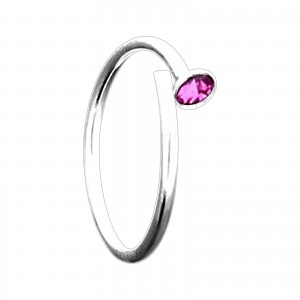 Purple Strass 925 Sterling Silver Thin Nose Ring Piercing