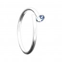 Light Blue Strass 925 Sterling Silver Thin Nose Ring Piercing