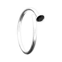 Black Strass 925 Sterling Silver Thin Nose Ring Piercing