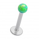 Labret- / Lippenpiercing Stahl 316L Synthetischer Opal Grün