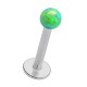 Labret- / Lippenpiercing Stahl 316L Synthetischer Opal Grün