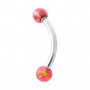 Pink Synthetic Opal 316L Steel Eyebrow Curved Bar Ring