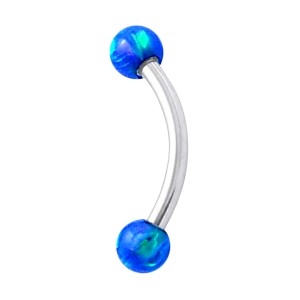 Blue Synthetic Opal 316L Steel Eyebrow Curved Bar Ring