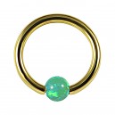 Piercing Ring BCR Eloxiert Golden Synthetischer Opal Grün