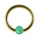 Green Synthetic Opal Gold Anodized BCR Piercing Ring