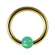 Piercing Anneau BCR Anodisé Doré Opale Synthétique Verte