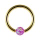 BCR-Piercing-Ring Eloxiert Golden Synthetischer Opal Lila