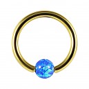 Blue Synthetic Opal Gold Anodized BCR Piercing Ring