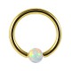 White Synthetic Opal Gold Anodized BCR Piercing Ring