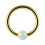 Piercing Ring BCR Eloxiert Golden Synthetischer Opal Weiß
