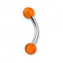Transparent Orange Acrylic Eyebrow Curved Bar Ring w/ Balls