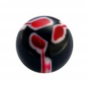 Red/Black Three Pistils Acrylic UV Piercing Only Ball