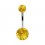 Yellow Transparent Flakes Acrylic Belly Button Ring w/ Balls