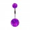 Purple Transparent Flakes Acrylic Belly Button Ring w/ Balls