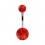 Red Transparent Flakes Acrylic Belly Button Ring w/ Balls