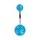 Light Blue Transparent Flakes Acrylic Belly Button Ring w/ Balls