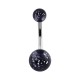 Black Transparent Flakes Acrylic Belly Button Ring w/ Balls