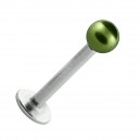 Lippen- / Labret-Piercing Stahl 316L Falsche Perle Dunkelgr&uuml;n