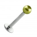 Lippen- / Labret-Piercing Stahl 316L Falsche Perle Grün Olive