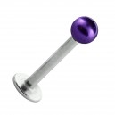 Purple Fake Pearl 316L Steel Labret/Lip Piercing Stud Ring