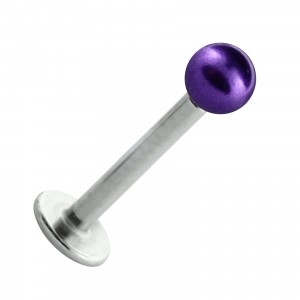 Lippen- / Labret-Piercing Stahl 316L Falsche Perle Lila