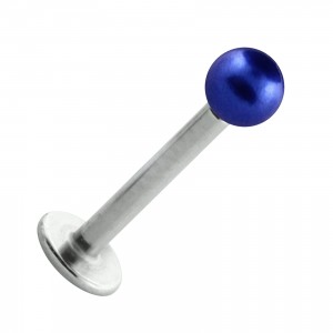 Lippen- / Labret-Piercing Stahl 316L Falsche Perle Dunkalblau