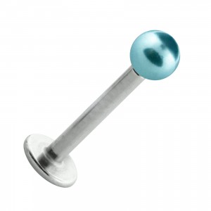 Lippen- / Labret-Piercing Stahl 316L Falsche Perle T&uuml;rkis