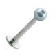 Piercing Labret / Labio Acero 316L Perla Falsa Azul Claro