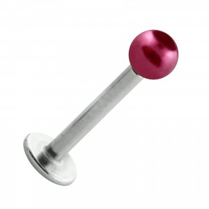 Lippen- / Labret-Piercing Stahl 316L Falsche Perle Rot