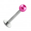 Lippen- / Labret-Piercing Stahl 316L Falsche Perle Rosa