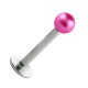 Lippen- / Labret-Piercing Stahl 316L Falsche Perle Rosa