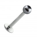 Lippen- / Labret-Piercing Stahl 316L Falsche Perle Grau