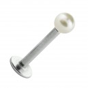Lippen- / Labret-Piercing Stahl 316L Falsche Perle Perlweiß