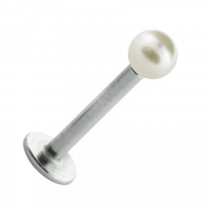 Lippen- / Labret-Piercing Stahl 316L Falsche Perle Perlweiß