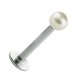 Lippen- / Labret-Piercing Stahl 316L Falsche Perle Perlweiß