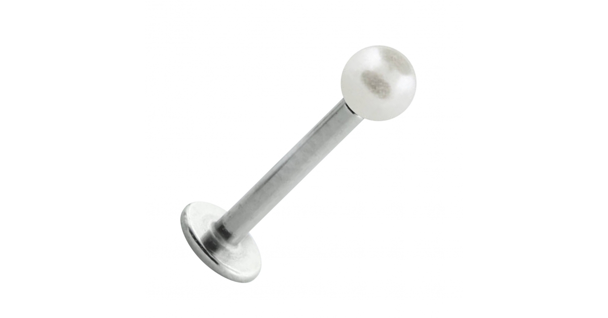 Piercing Labret / Labio Acero 316L Perla Falsa Blanco Puro