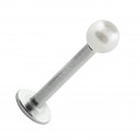 Lippen- / Labret-Piercing Stahl 316L Falsche Perle Reinwei&szlig;