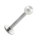 Lippen- / Labret-Piercing Stahl 316L Falsche Perle Reinwei&szlig;