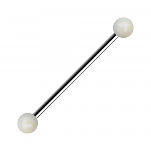 White Shimmering Effect Acrylic Balls Industrial Piercing